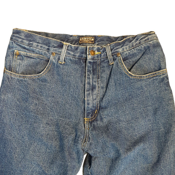 CANYON CREEK 36X30 Fleece Lined Distressed Denim Blue Jeans 36 Waist - Picture 3 of 8